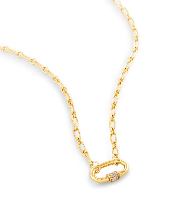 Bristol 18k Gold Vermeil Link Necklace in White Sapphire